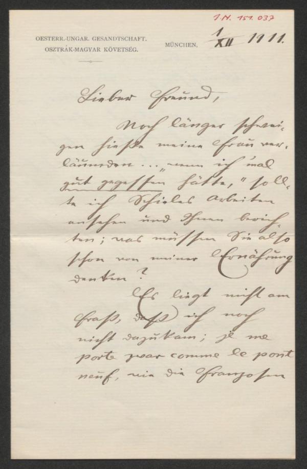 Brief von Wilderich Rheinfelder an Arthur Roessler 