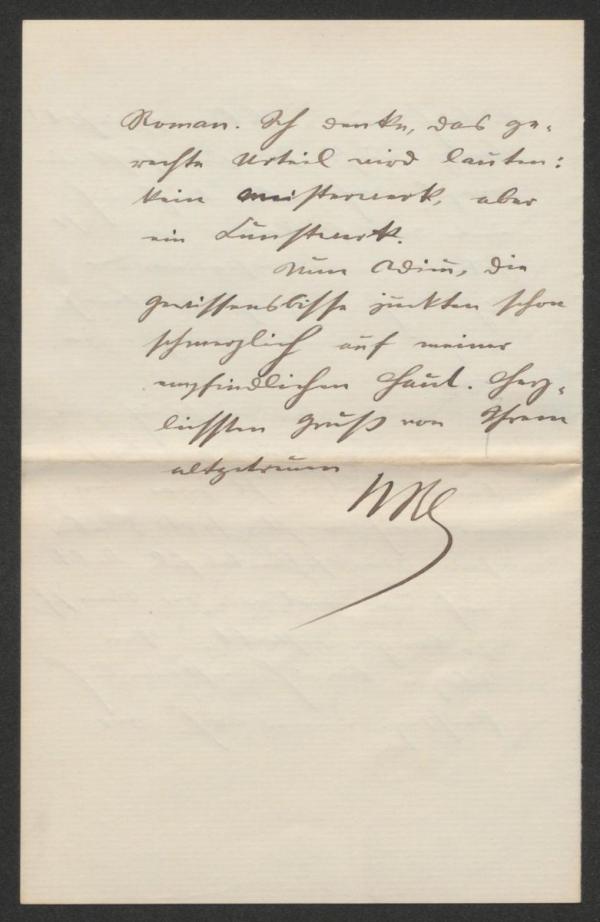 Brief von Wilderich Rheinfelder an Arthur Roessler Bild 8