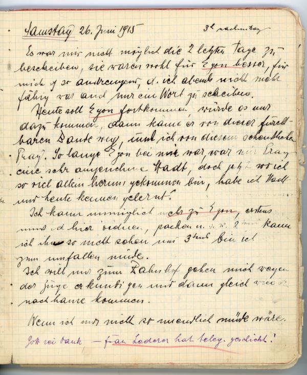 Diary entry made by Edith Schiele 