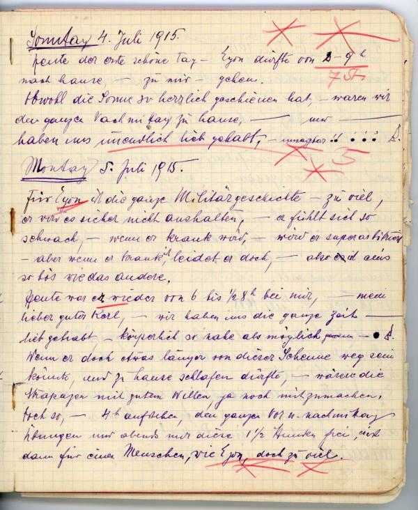 Diary entry made by Edith Schiele 