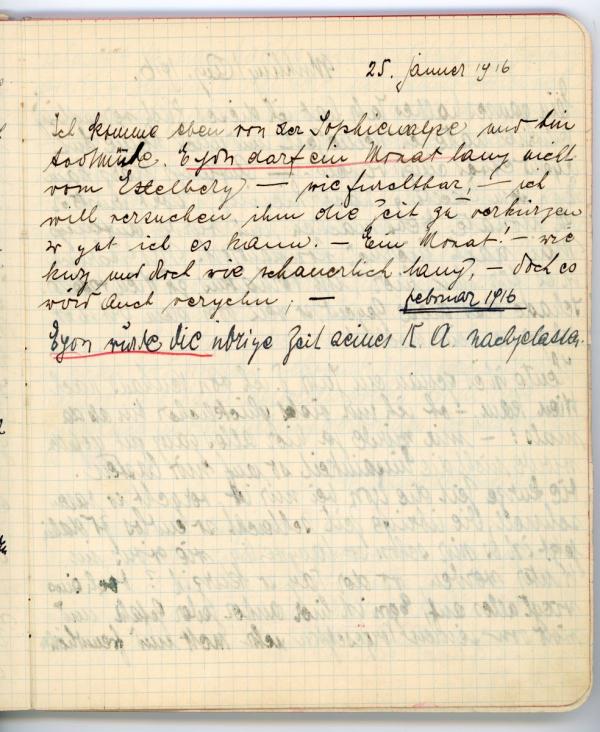 Diary entry made by Edith Schiele 