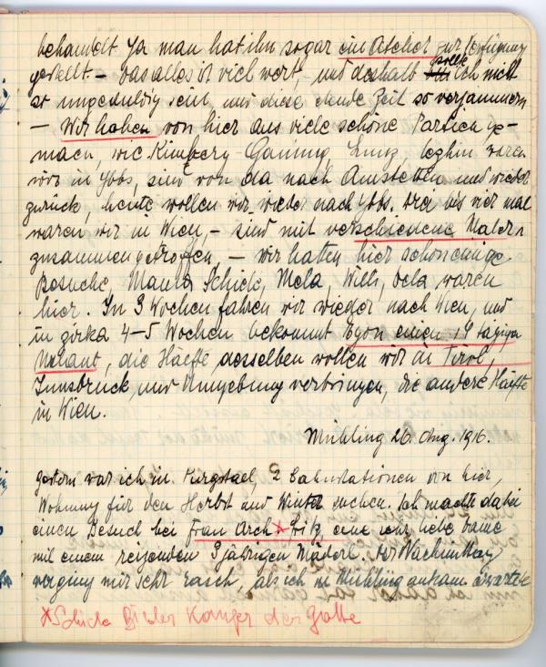 Diary entry made by Edith Schiele Bild 2