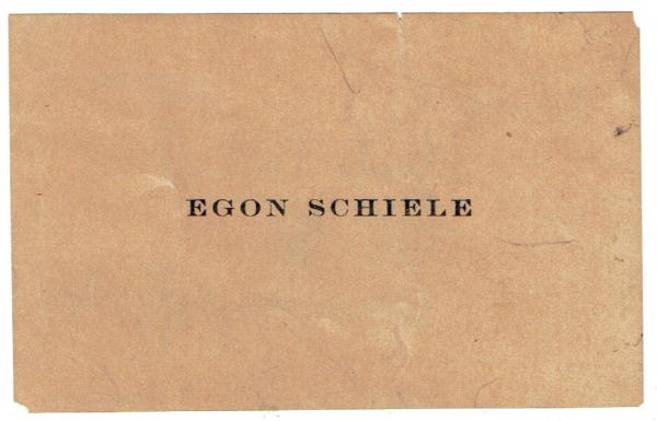 Visitkarte von Egon Schiele mit einer Notiz für Unbekannt 