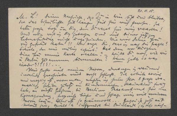 Postkarte von Karl von Felner an Arthur Roessler 
