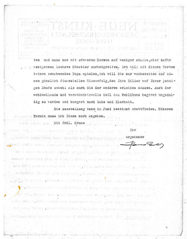 Typewritten letter from Hans Goltz to Egon Schiele Bild 2