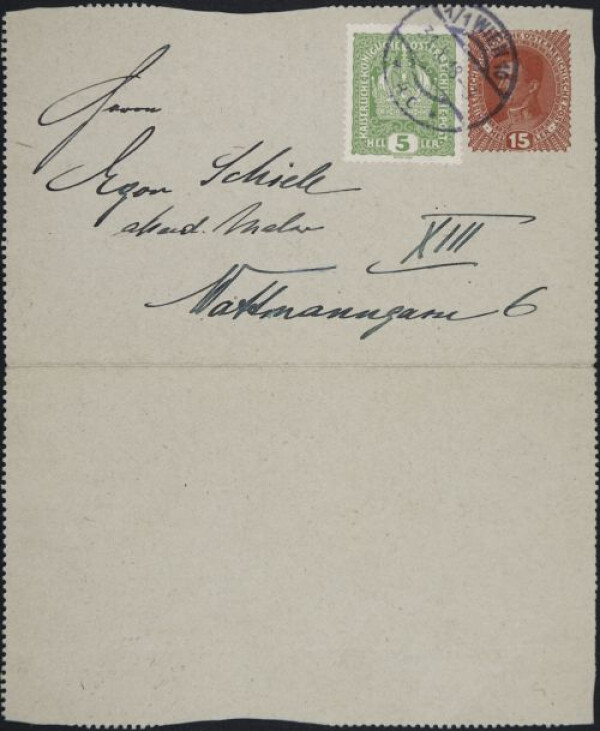 Letter of condolence to Egon Schiele on Edith Schiele’s death 