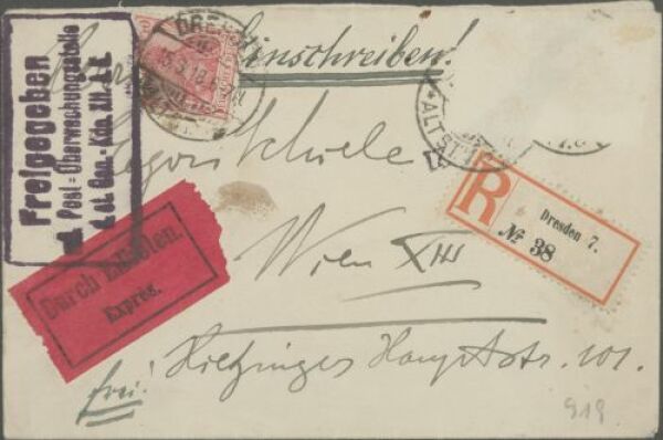 Kuvert von Arthur Rudolph an Egon Schiele 