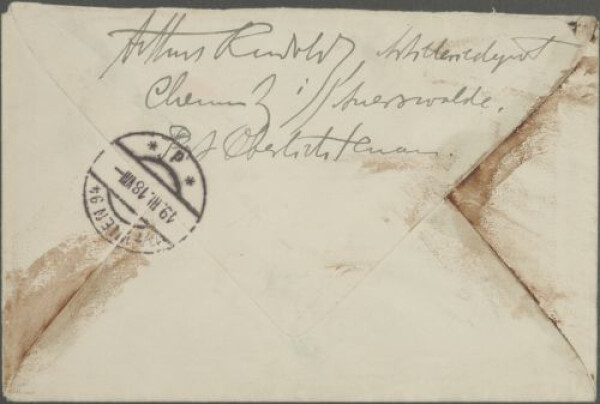 Kuvert von Arthur Rudolph an Egon Schiele Bild 2