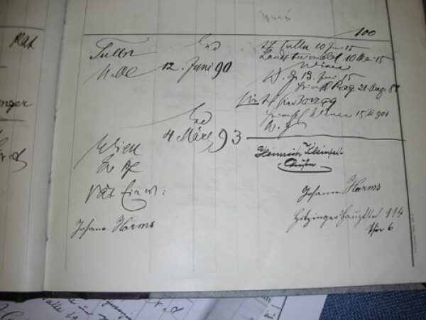 Entry made by Edith Harms and Egon Schiele in the marriage register of the Lutheran City Church, Vienna Bild 3
