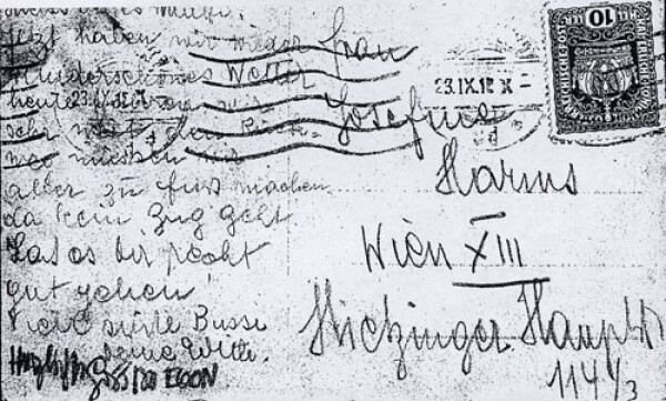 Postkarte von Egon und Edith Schiele an Josefine Harms Bild 2