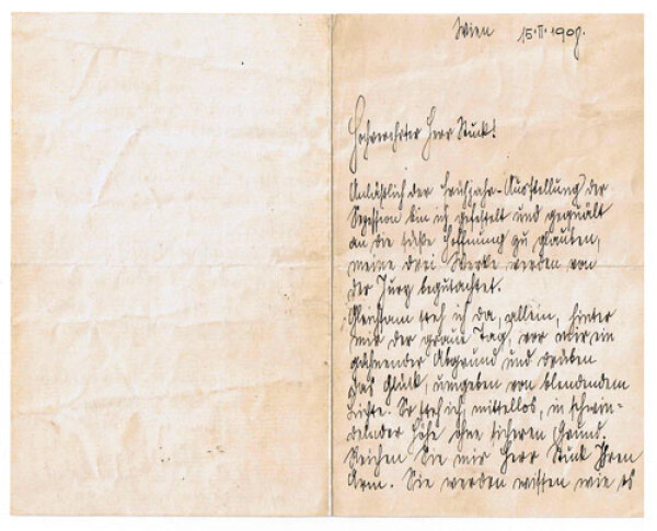 Letter from Egon Schiele to Franz von Stuck 