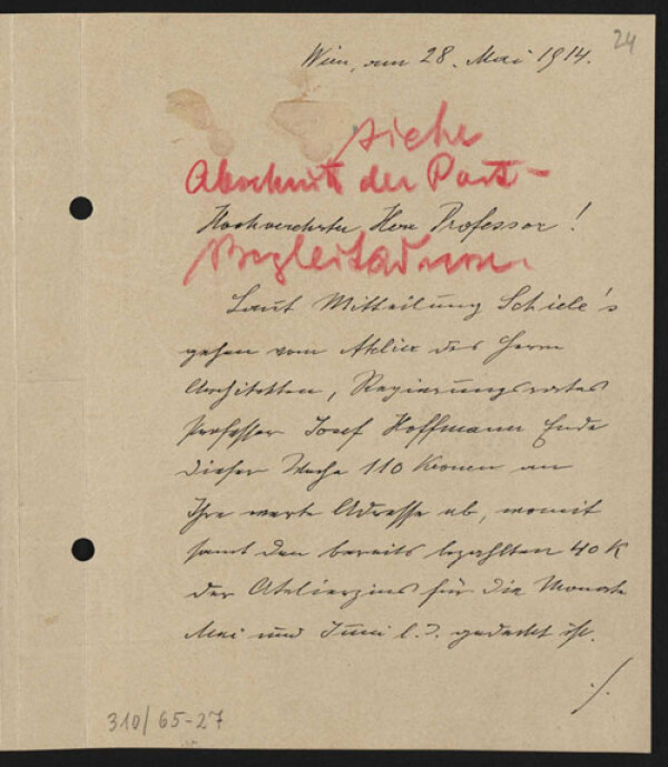 Brief von Heinrich Benesch an Moritz Otto Kuntschik Bild 1