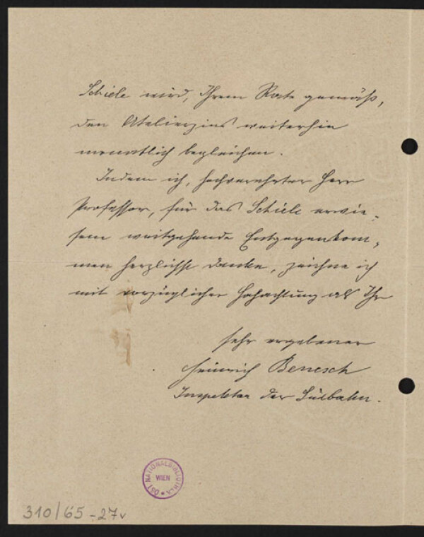Brief von Heinrich Benesch an Moritz Otto Kuntschik Bild 3