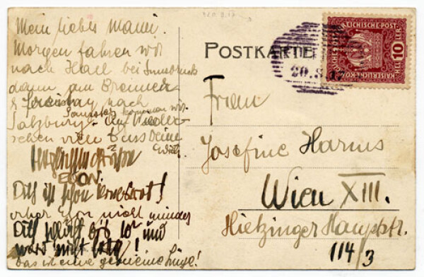 Postkarte von Egon und Edith Schiele an Josefine Harms Bild 2