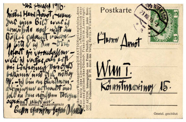 Postkarte von Egon Schiele an Guido Arnot Bild 2