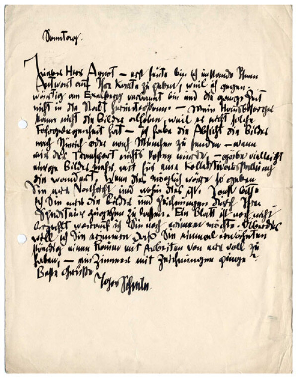 Letter from Egon Schiele to Guido Arnot 