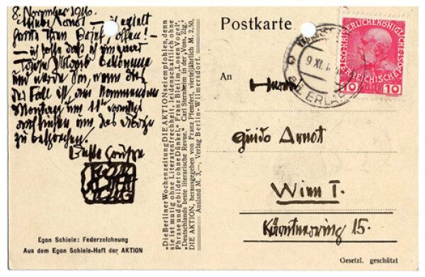 Postkarte von Egon Schiele an Guido Arnot Bild 2