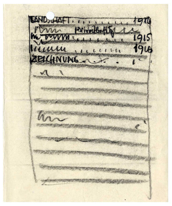 Letter from Egon Schiele to Guido Arnot with an attachment (draft for a list of exhibited works) Bild 3