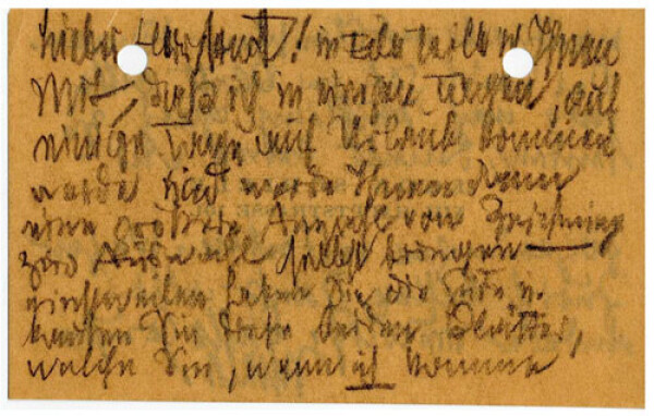 Visitkarte von Egon Schiele mit einer Notiz für Guido Arnot 
