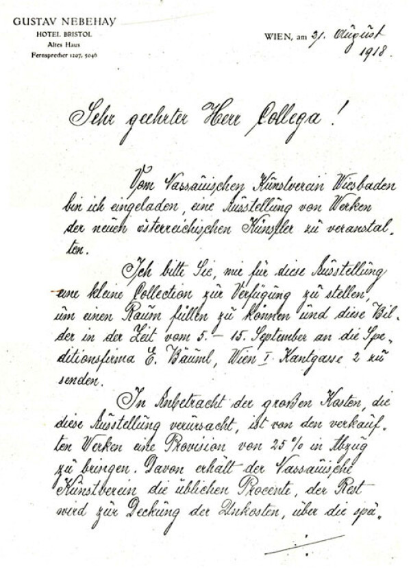 Letter from Egon Schiele and the art dealer’s Gustav Nebehay, office, to Felix Albrecht Harta Bild 2