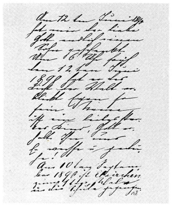 Notizbucheintrag von Marie Schiele zur Geburt von Egon Schiele