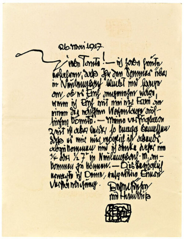 Brief von Egon Schiele an Marie Czihaczek