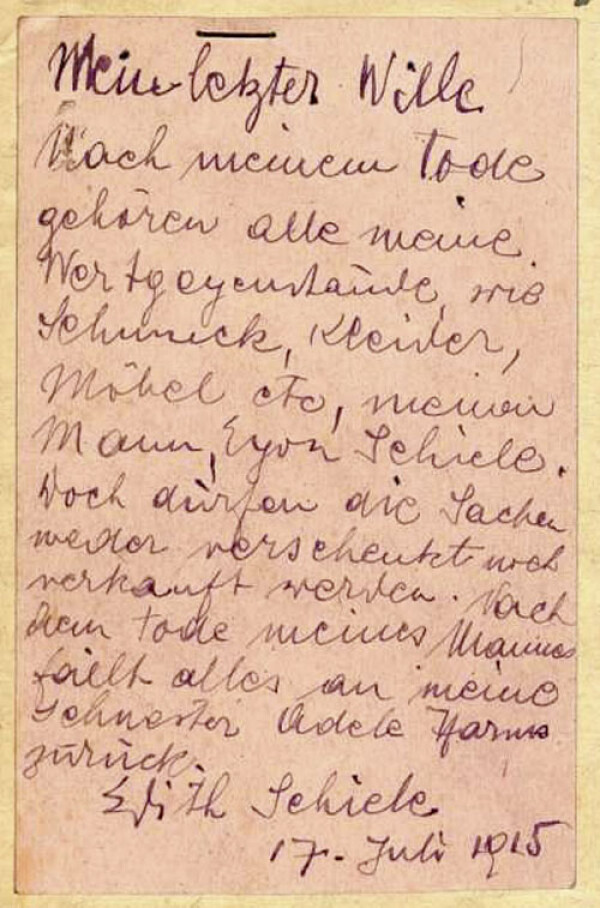 Testament von Edith Schiele Bild 2