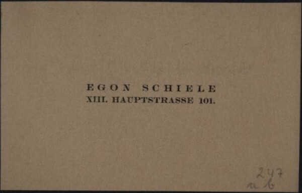 Egon Schiele’s calling card with a message to an unknown recipient 
