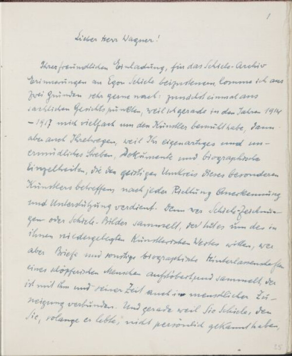 Beitrag von Leopold Liegler für das „Erinnerungsbuch Egon Schiele“ 