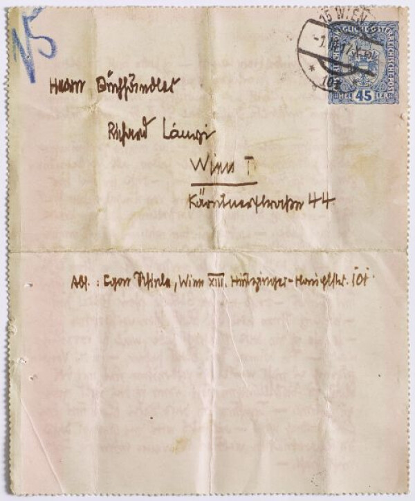 Letter from Egon Schiele to Richard Lányi Bild 2