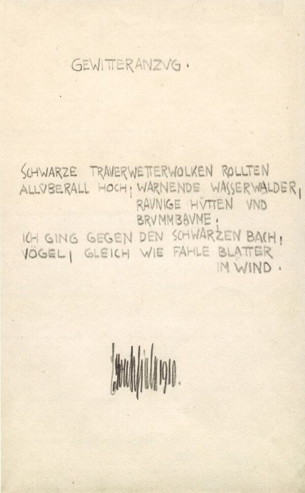 Poem by Egon Schiele: Approaching Thunderstorm 