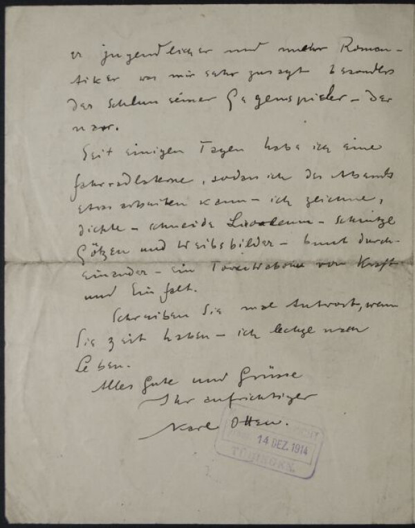 Brief von Karl Otten an Egon Schiele Bild 4